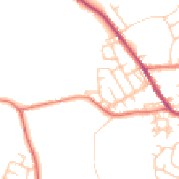 Daytime road noise heatmap for OL2 7LZ