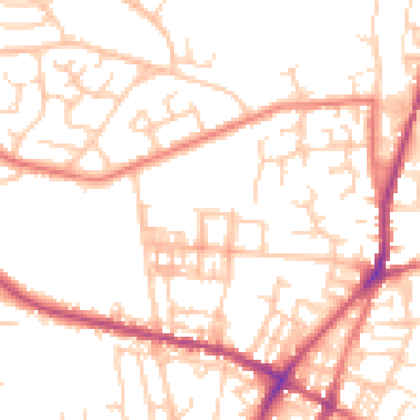 Daytime road noise heatmap for OL2 7SU
