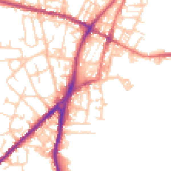 Daytime road noise heatmap for OL2 8RF