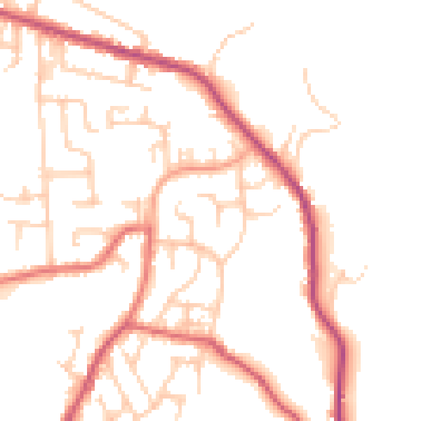 Daytime road noise heatmap for OL2 8TQ
