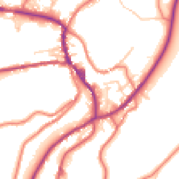 Daytime road noise heatmap for OL3 5DA