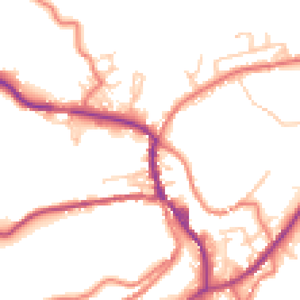 Daytime road noise heatmap for OL3 5DJ