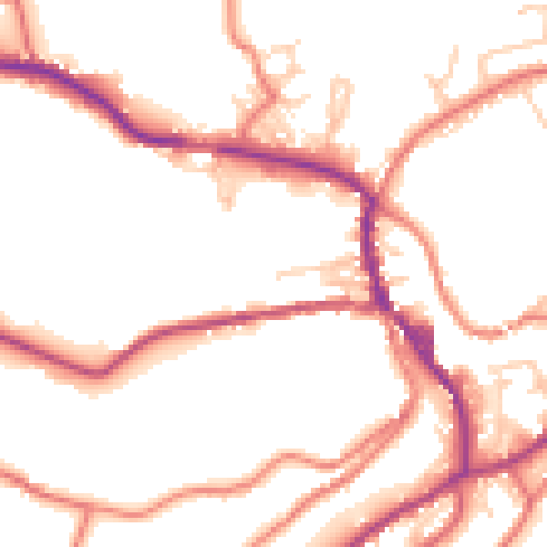 Daytime road noise heatmap for OL3 5DP