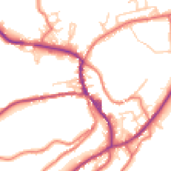 Daytime road noise heatmap for OL3 5DQ