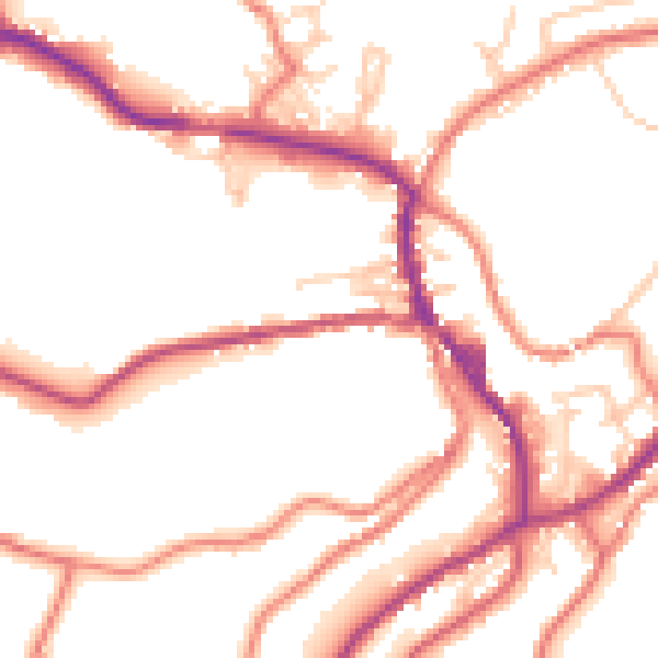 Daytime road noise heatmap for OL3 5DS