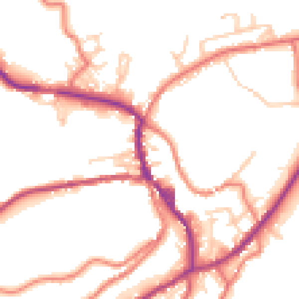 Daytime road noise heatmap for OL3 5DT