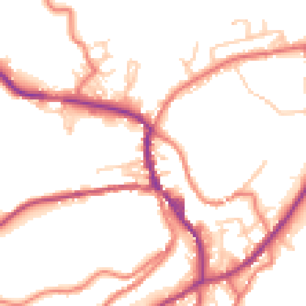 Daytime road noise heatmap for OL3 5DU