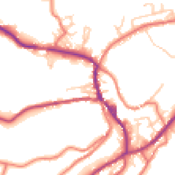 Daytime road noise heatmap for OL3 5DW
