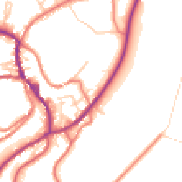 Daytime road noise heatmap for OL3 5EN