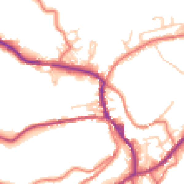 Daytime road noise heatmap for OL3 5EW