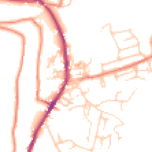 Daytime road noise heatmap for OL3 6BQ