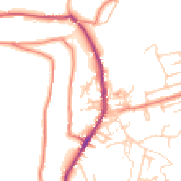 Daytime road noise heatmap for OL3 6DN