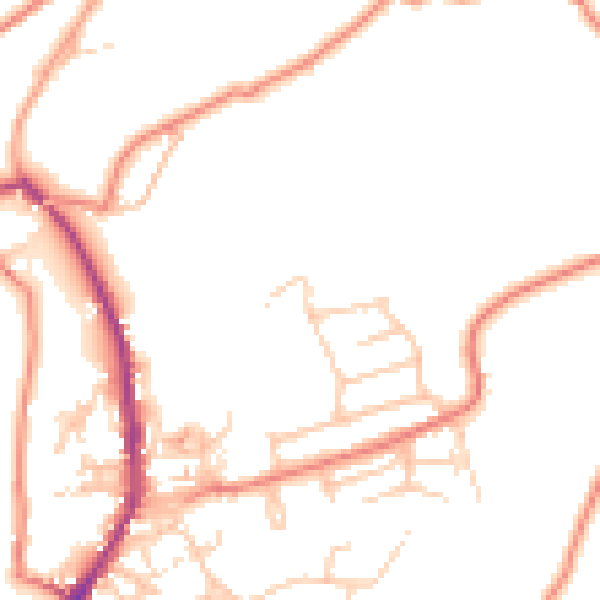 Daytime road noise heatmap for OL3 6DW