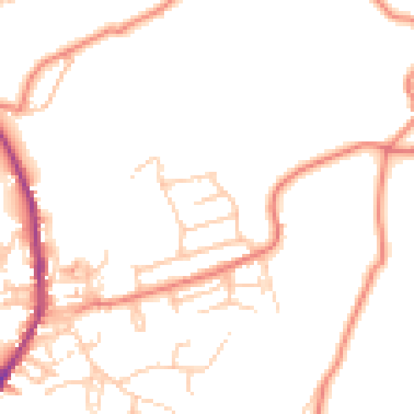 Daytime road noise heatmap for OL3 6EB