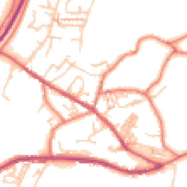 Daytime road noise heatmap for OL3 7BN