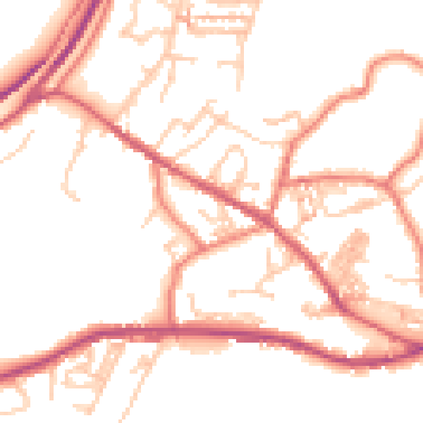 Daytime road noise heatmap for OL3 7EQ