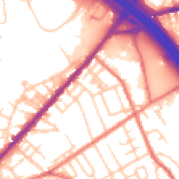 Daytime road noise heatmap for OL3 7JL