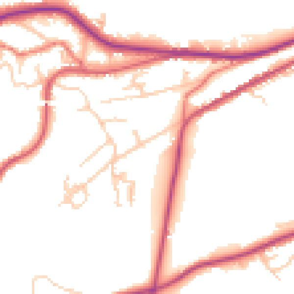 Daytime road noise heatmap for OL3 7LQ
