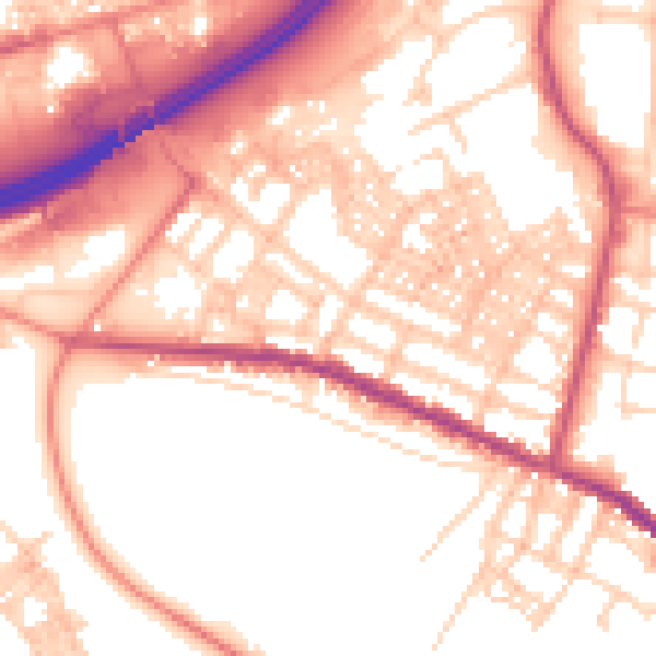 Daytime road noise heatmap for OL4 1AA