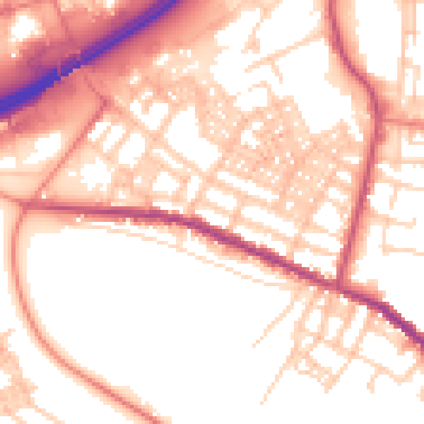 Daytime road noise heatmap for OL4 1AB