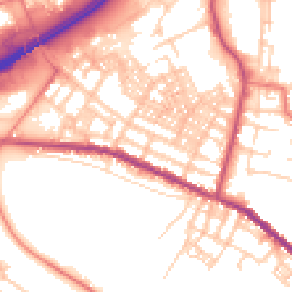Daytime road noise heatmap for OL4 1AE