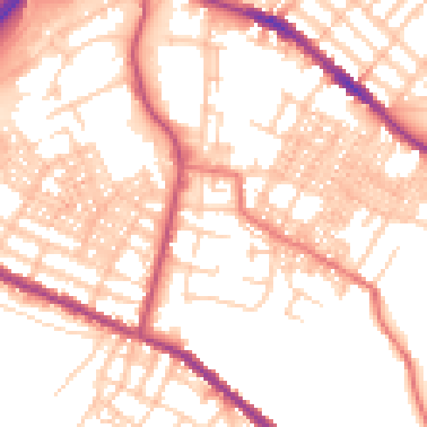 Daytime road noise heatmap for OL4 1AT