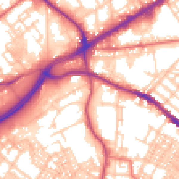 Daytime road noise heatmap for OL4 1BZ