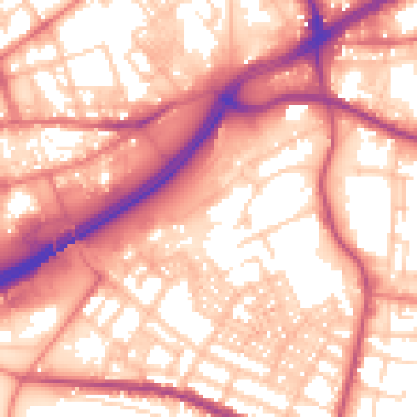 Daytime road noise heatmap for OL4 1DB