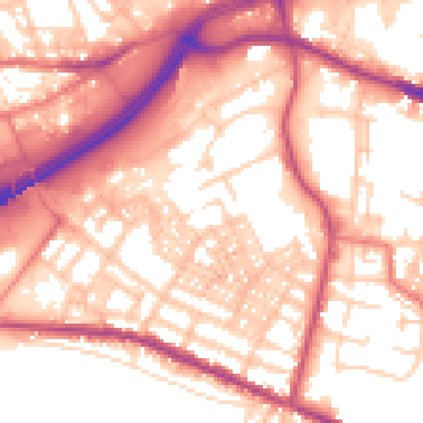 Daytime road noise heatmap for OL4 1DD