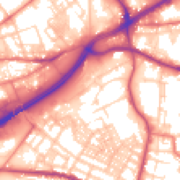 Daytime road noise heatmap for OL4 1DE