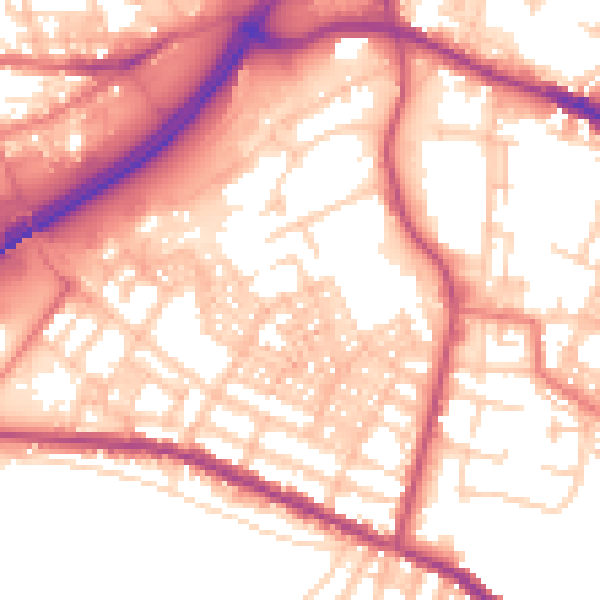 Daytime road noise heatmap for OL4 1DL