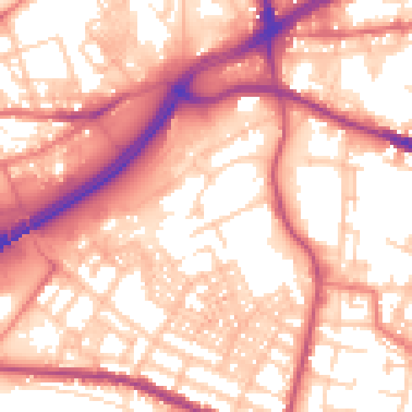 Daytime road noise heatmap for OL4 1DP