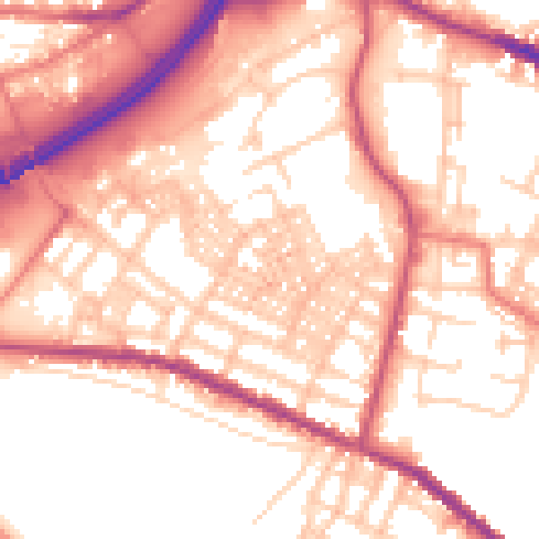 Daytime road noise heatmap for OL4 1DS