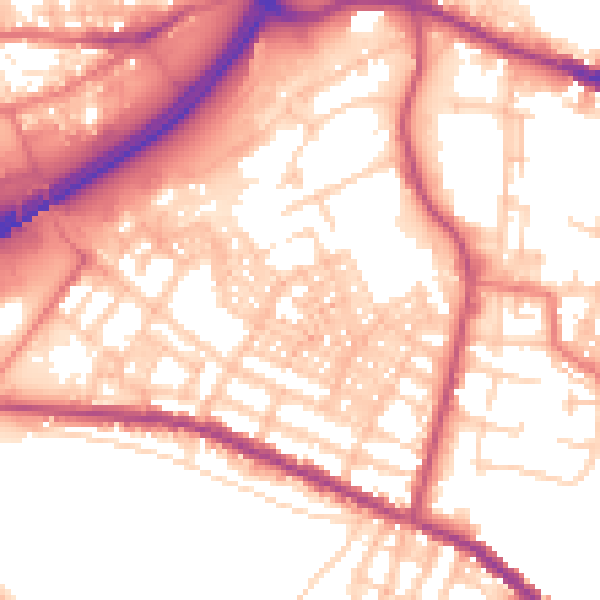 Daytime road noise heatmap for OL4 1DT
