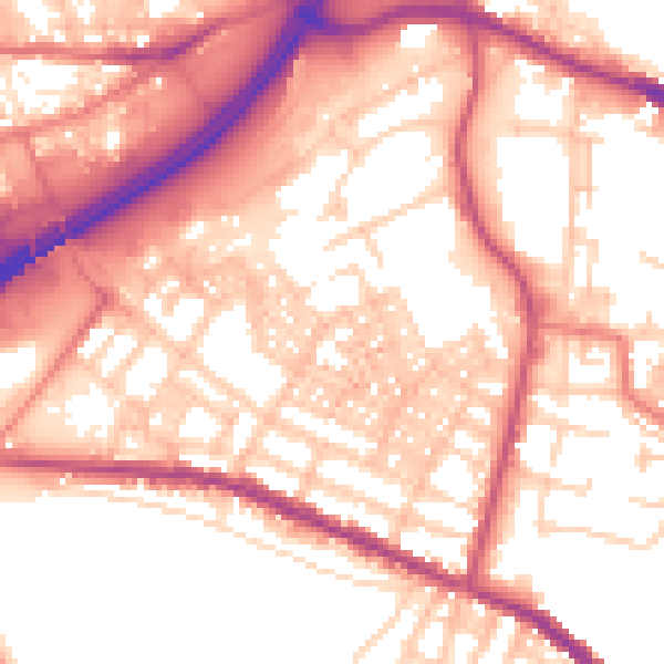 Daytime road noise heatmap for OL4 1DU