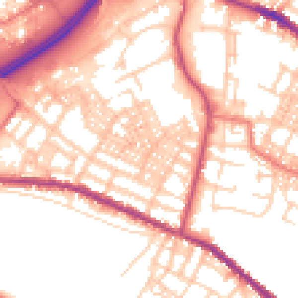Daytime road noise heatmap for OL4 1DW