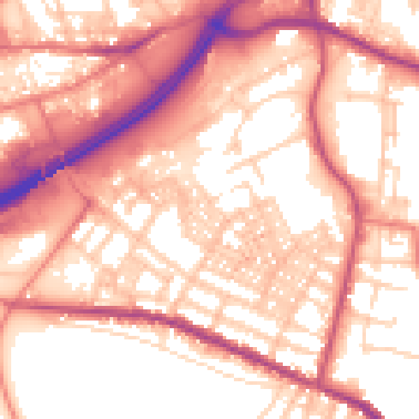 Daytime road noise heatmap for OL4 1DY