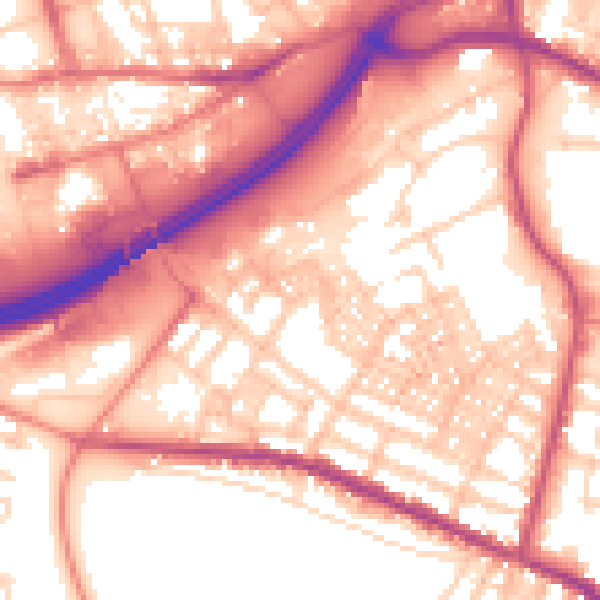 Daytime road noise heatmap for OL4 1EB