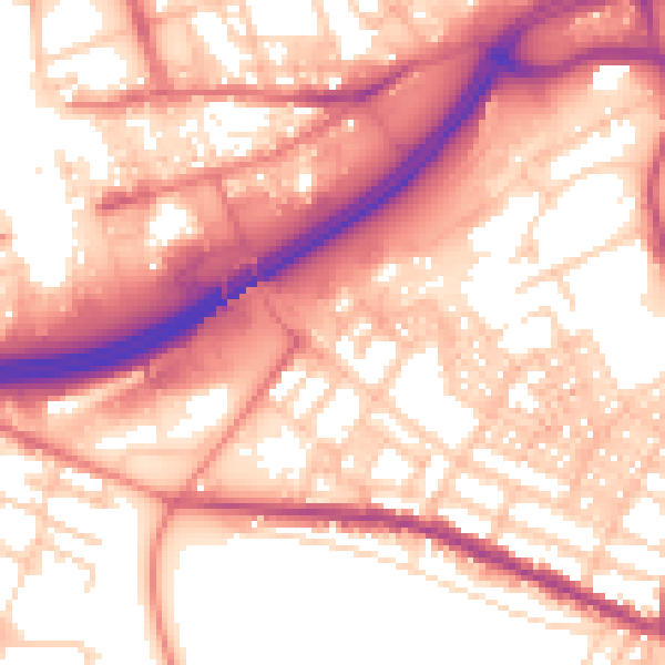 Daytime road noise heatmap for OL4 1EG