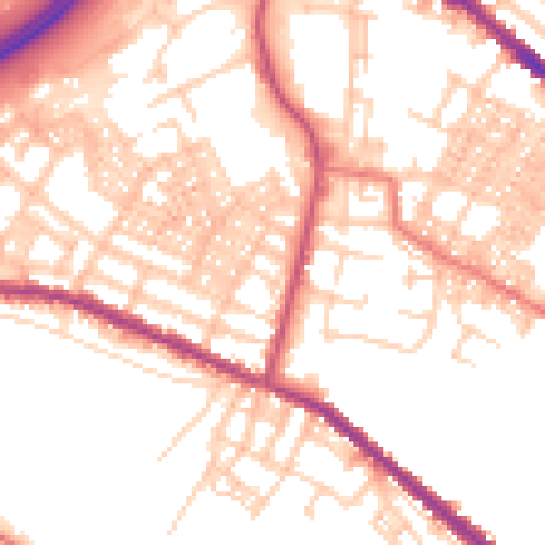 Daytime road noise heatmap for OL4 1ET