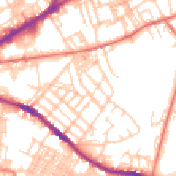 Daytime road noise heatmap for OL4 1LQ