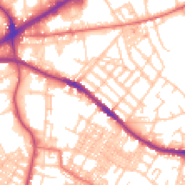 Daytime road noise heatmap for OL4 1LS