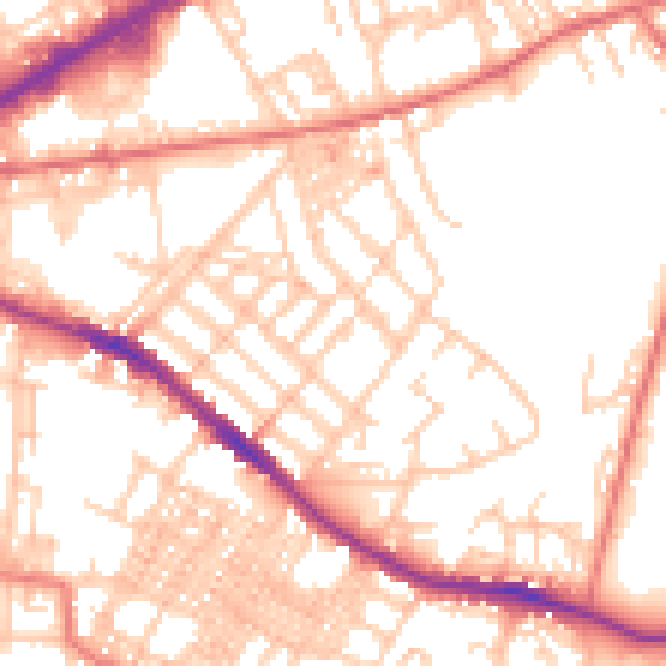 Daytime road noise heatmap for OL4 1NG