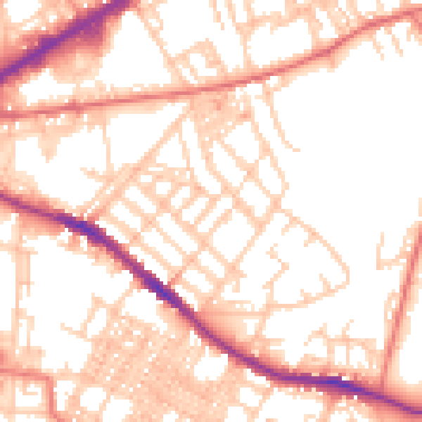 Daytime road noise heatmap for OL4 1NQ