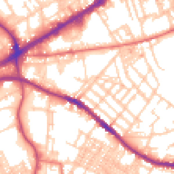 Daytime road noise heatmap for OL4 1NR