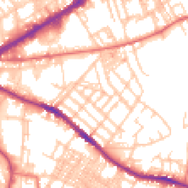 Daytime road noise heatmap for OL4 1NW