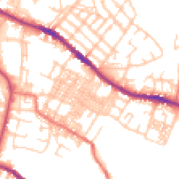 Daytime road noise heatmap for OL4 1PH