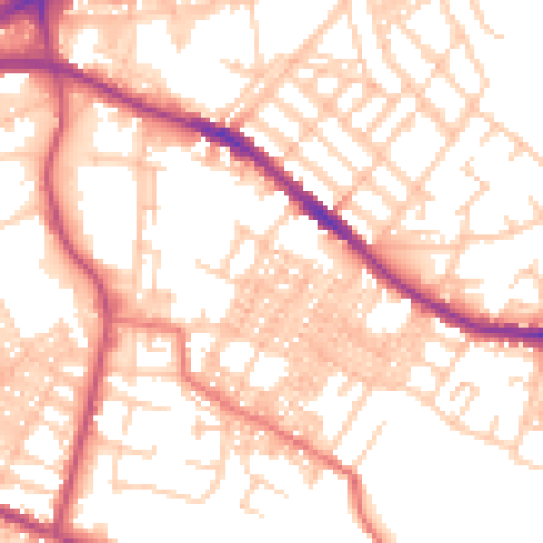 Daytime road noise heatmap for OL4 1PP