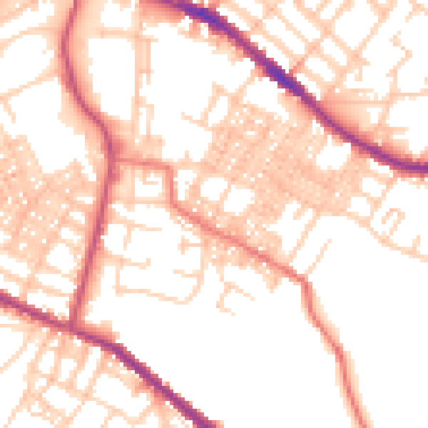 Daytime road noise heatmap for OL4 1QQ
