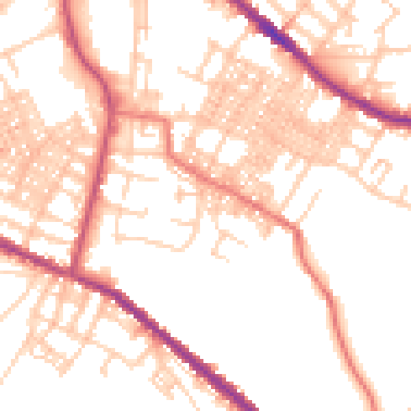 Daytime road noise heatmap for OL4 1QW